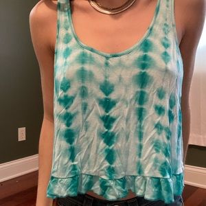 Tye dye ruffle tank top